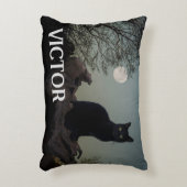 黒猫の月付きツリーリム名前をカスタムする アクセントクッション (正面(垂直))