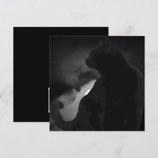 黒猫の月光シルエット 招待状 (正面/裏面)