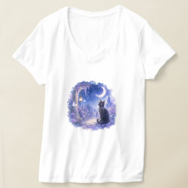 黒猫の月光Tシャツ Tシャツ
