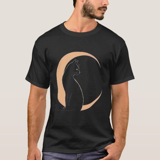 黒猫の月夜の花のカントリーテイストのギフト f tシャツ (正面)