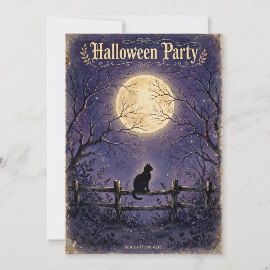 黒猫の月夜ハロウィン招待状 招待状 (正面)