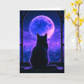 黒猫の月夜 想うあなたへ カード (黄色い花)
