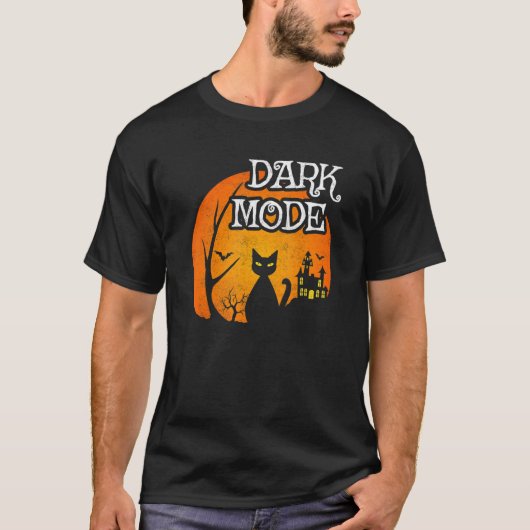 黒猫の月 不気味なシーン ハロウィン 暗い Tシャツ (正面)