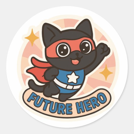 黒猫の未来のヒーロー ラウンドシール (正面)