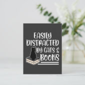 黒猫の本を読むキットン中毒の本虫 ポストカード (スタンド正面)