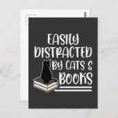 黒猫の本を読むキットン中毒の本虫 ポストカード (正面/裏面)