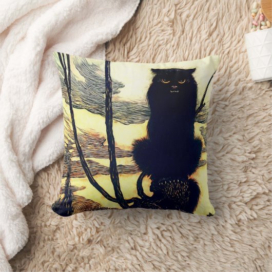 黒猫の枕 クッション (ブランケット)