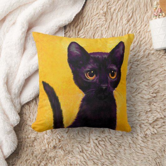 黒猫の枕 クッション (ブランケット)