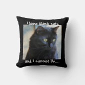 黒猫の枕: 私は黒猫を愛します及び私はあることができません クッション (正面)