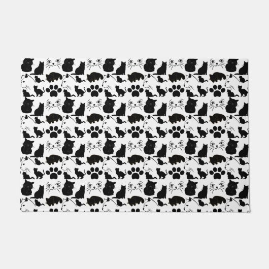 黒猫の柄 ドアマット (正面)