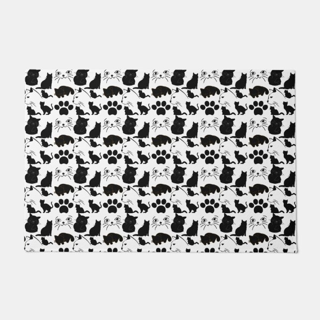 黒猫の柄 ドアマット (正面)