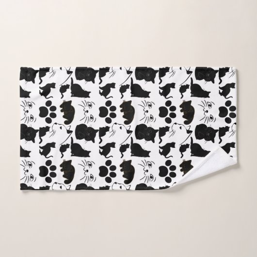 黒猫の柄 ハンドタオル (ハンドタオル)