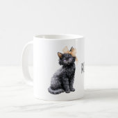 黒猫の桃のリボン コーヒーマグカップ (正面左)