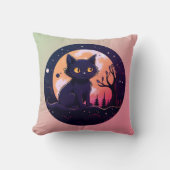 黒猫の森ジャックO'ランタンピンクのハロウィーン クッション (正面)