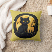 黒猫の森ジャックO'ランタン金ゴールドハロウィーン クッション (ブランケット)