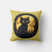 黒猫の森ジャックO'ランタン金ゴールドハロウィーン クッション (正面)