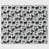 黒猫の植物館ホワイトパターン ラッピングペーパー (フラット)