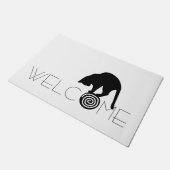 黒猫の歓迎の玄関マット ドアマット (アングル)
