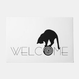 黒猫の歓迎の玄関マット ドアマット