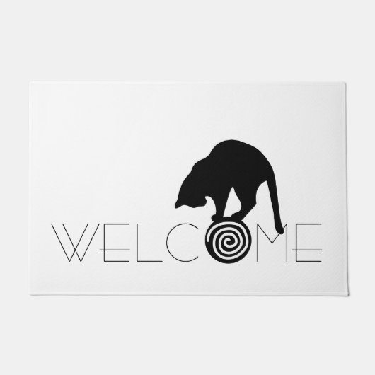 黒猫の歓迎の玄関マット ドアマット (正面)