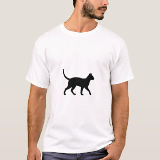 黒猫の歩くシルエット Tシャツ