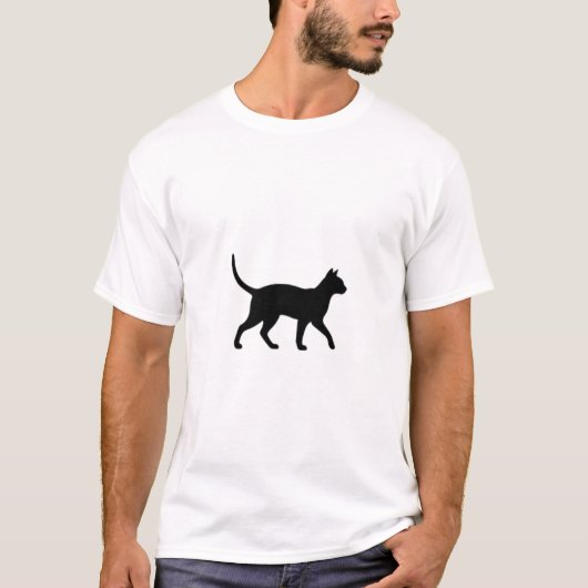 黒猫の歩くシルエット Tシャツ (正面)