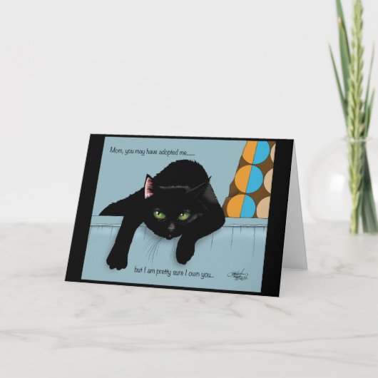 黒猫の母の日 カード (正面)