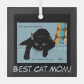 黒猫の母の日 ガラスオーナメント (正面)