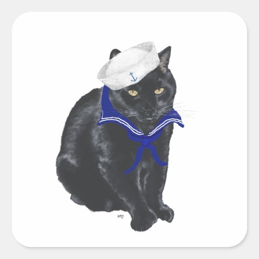 黒猫の水兵 スクエアシール (正面)