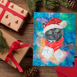 黒猫の水彩クリスマススカーフ クリスマス ジグソーパズル