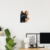 黒猫の水彩画エレガントな猫の壁掛けアートプリント ポスター (ホームオフィス)