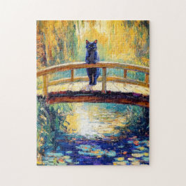 黒猫の池の印象派油彩画 ジグソーパズル