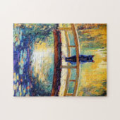 黒猫の池をモチーフにした印象派の油絵 ジグソーパズル (横)