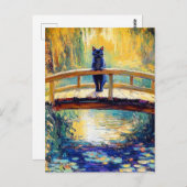 黒猫の池をモチーフにした印象派の油絵 ポストカード (正面/裏面)
