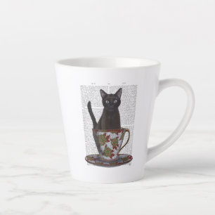 黒猫の湯飲み カフェラテマグ