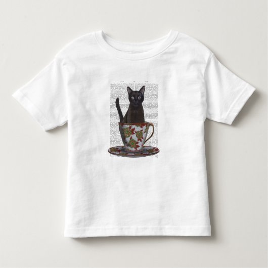 黒猫の湯飲み トドラーTシャツ (正面)