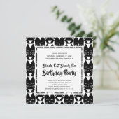 黒猫の準正装のおもしろいな誕生会の招待 招待状 (スタンド正面)