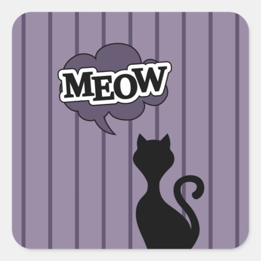 黒猫の漫画はニャー スクエアシール (正面)