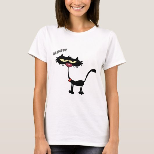 黒猫の漫画Charactrer Tシャツ (正面)