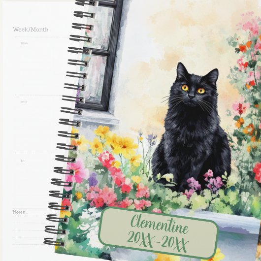 黒猫の無日付予定帳ダイアリー プランナー手帳