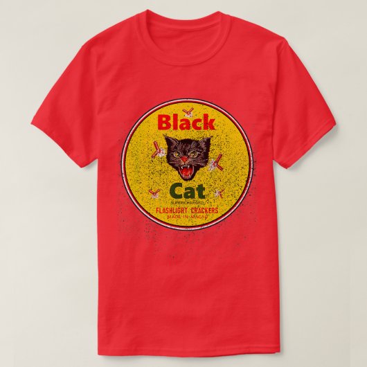 黒猫の爆竹  Tシャツ (デザイン正面)