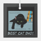 黒猫の父の日 ガラスオーナメント (正面)