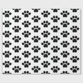 黒猫の犬の手の形が白にかわいい  ラッピングペーパー (フラット)