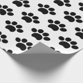 黒猫の犬の手の形が白にかわいい  ラッピングペーパー (角)