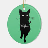 黒猫の猫パーソナライズされたの名前 セラミックオーナメント (左)