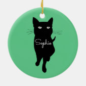 黒猫の猫パーソナライズされたの名前 セラミックオーナメント (裏面)