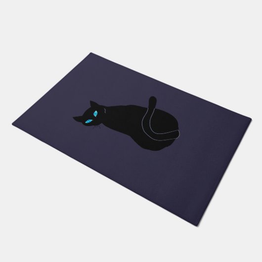黒猫の玄関マット ドアマット (アングル)