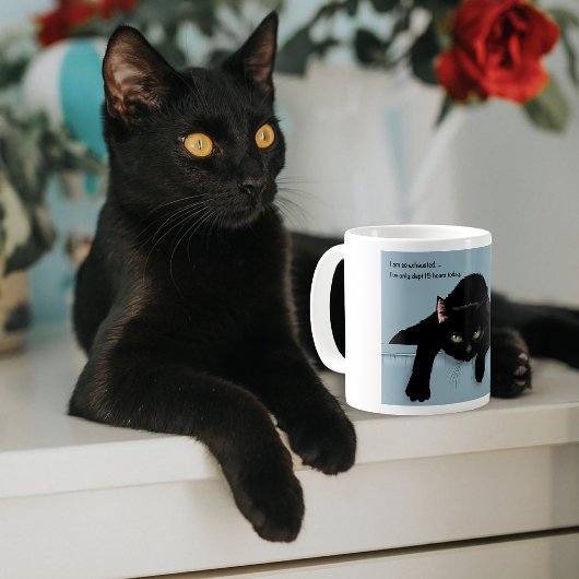 黒猫の疲れたブルー サーカスティック 楽しい コーヒーマグカップ