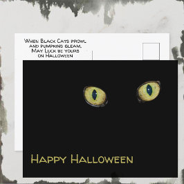黒猫の目のハッピーハロウィン シーズンポストカード