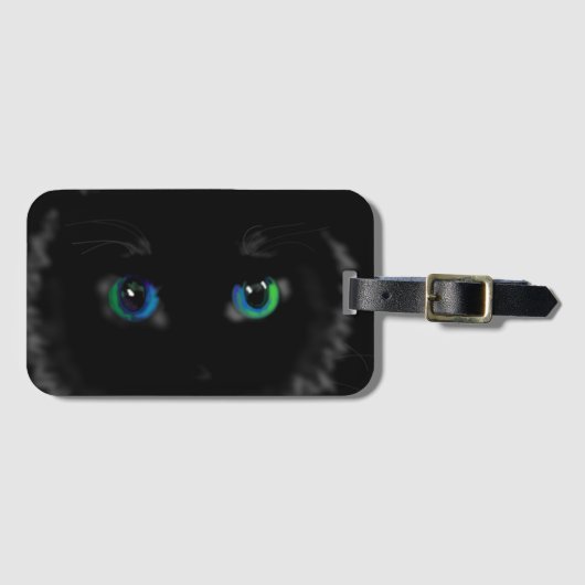 黒猫の目のラゲッジタグ – カスタマイズ可能 ラゲッジタグ (正面横)
